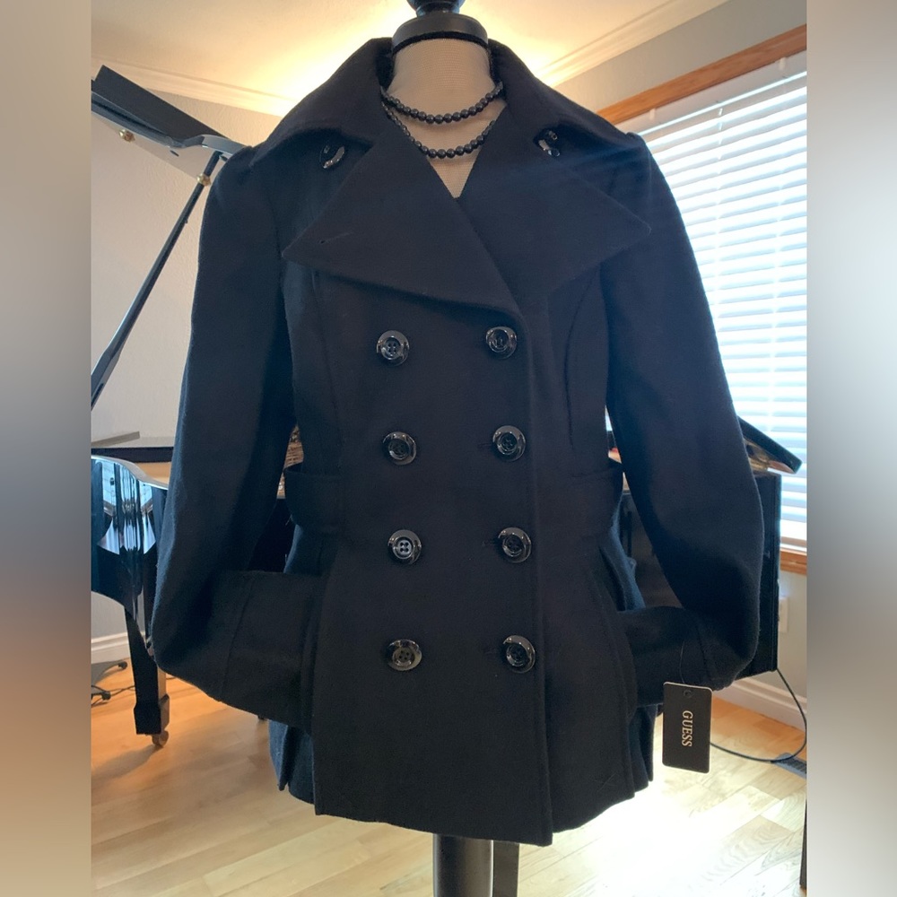 NEW! Never Worn!! GUESS Wool Trench Jacket Coat. Size Medium